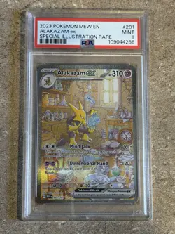 2023 POKEMON MEW EN-151 SPECIAL ILLUSTRATION RARE #201 ALAKAZAM EX PSA 9 - Image 3