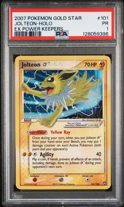 2007 POKEMON EX POWER KEEPERS GOLD STAR #101 JOLTEON-HOLO PSA 1 - Image 1