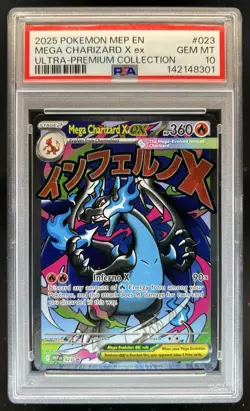 2025 Pokemon MEP Black Star Promos Mega Charizard X ex #023 PSA 10 GEM MINT - Image 1