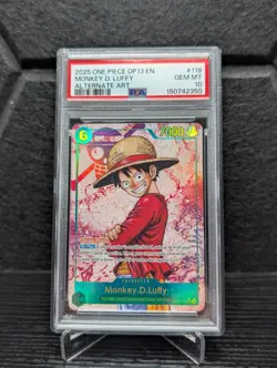 2025 One Piece OP-13 #118 Monkey D. Luffy Alternate Art PSA 10 - Image 1