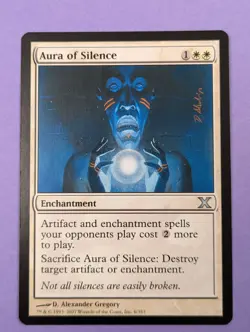 MTG Magic: Tenth Edition: Aura of Silence #6/383 Uncommon - NM - Image 1