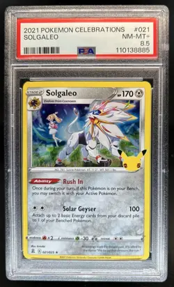 2021 Pokemon SWSH Celebrations Solgaleo Holo #021/025 PSA 8.5 - Image 1