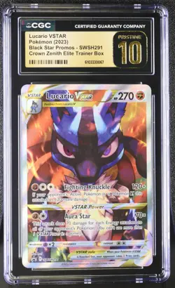 CGC 10 Pristine Lucario VSTAR SWSH291 Black Star Promo Crown Zenith ETB Pokemon - Image 1