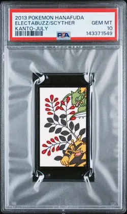 2013 POKEMON HANAFUDA KANTO JULY ELECTABUZZ/SCYTHER PSA 10 - Image 1