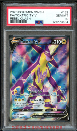 Pokemon Rebel Clash Toxtricity V 182 PSA 10 - Image 1