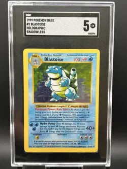 1999 POKEMON BASE SET SHADOWLESS #2 BLASTOISE-HOLO SGC 5 - Image 1