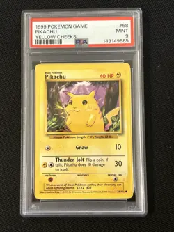 Pokemon Pikachu 058/102 (Yellow Cheeks) Base Set (FRESH GRADE) *PSA 9* - Image 1