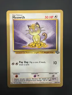 Meowth Gold Border Jungle 1999 Pokemon Card Fruit Roll-Ups Promo 56/64 LP - Image 1