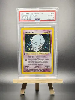 2001 POKEMON WOBBUFFET FIRST EDITION HOLO #16 NEO DISCOVERY PSA 8 WOTC VINTAGE - Image 1