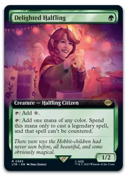 Delighted Halfling (Extended Art) #363 (NM) Lord of the Rings LTR Magic MTG - Image 1