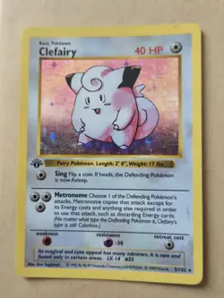 Pokemon Card Clefairy 5/102 1st Edition Shadowless Base Set Holo Vintage LP 1999 - Image 3