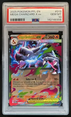 2025 Pokemon Phantasmal Flames Mega Charizard X ex Double Rare #013/094 PSA 10 - Image 1