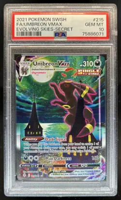 2021 Pokemon SWSH Evolving Skies Umbreon VMAX #215/203 PSA 10 GEM MINT - Image 1