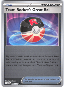 Team Rocket's Great Ball 205/217 Reverse Ascended Heroes NM Pokemon TCG - Image 1