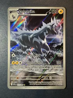 2025 TCG Pokemon #115 Zebstrika 115/086 Full Art Illustration Rare White Flare - Image 1