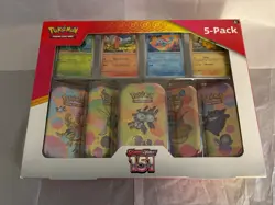 Pokemon Scarlet and Violet 151 (5-Pack) Mini Tins w/ 4 Promos Costco Bundle - Image 1