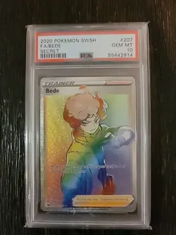 2020 Pokemon Sword & ShieldBede #207 Secret Rare (Rainbow Trainer) - Image 1