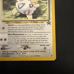 Pokemon Vintage WoTC Black Star Promo Togepi #30 Wizards Of The Coast 2001 - Image 4