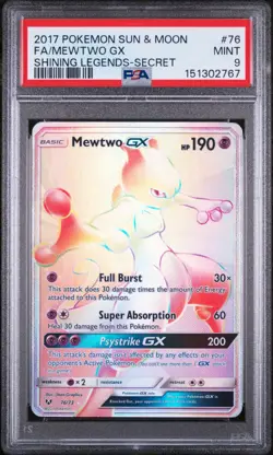 Pokemon Mewtwo GX (Secret) 76/73 Shining Legends Holo PSA 9 - Image 1