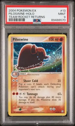 2004 Pokemon Ex Team Rocket Returns Piloswine Holo Psa 9 (swirl!) - Image 1