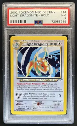 2002 Pokemon Neo Destiny Light Dragonite Holo #14/105 PSA 7 - Image 1