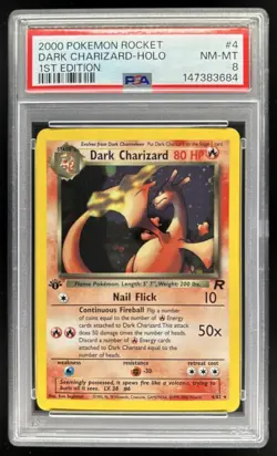 2000 Pokemon Team Rocket First Edition Dark Charizard Holo #4/82 PSA 8 - Image 1