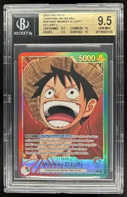 2025 One Piece Carrying on His Will Monkey D Luffy Alt Art #OP13-001 BGS 9.5 Gem - Image 1
