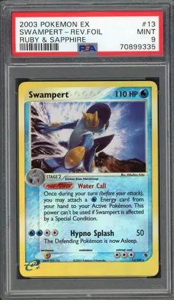 PSA 9 Swampert EX Ruby & Sapphire 13/109 Reverse Holo Pokemon Card B8 - Image 1