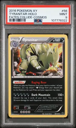 Pokemon Card Holo Tyranitar 56/124 PSA 9 MINT Fates Collide Cosmos - Image 3