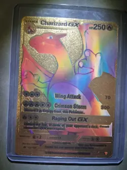 Pokemon Charizard GX Rainbow Gold Foil Card 150/147 - Image 1
