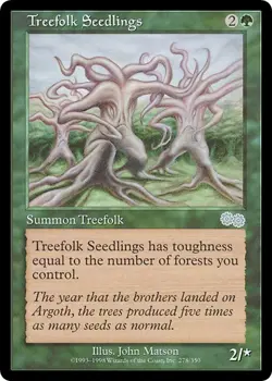 TREEFOLK SEEDLINGS x1 mtg NM Urza's Saga 1 Unc - Image 1