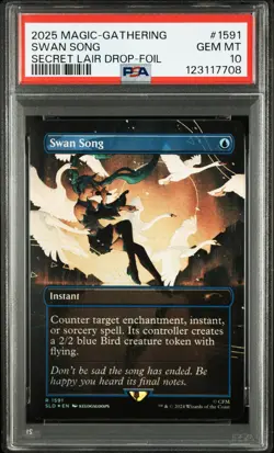 2025 MTG SECRET LAIR DROP HATSUNE MIKU: WINTER DIVA-FOIL #1591 SWAN SONG PSA 10 - Image 1