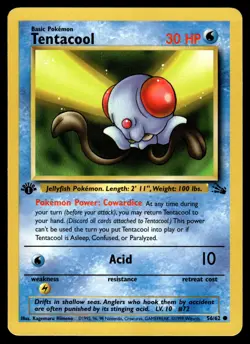 Tentacool 56/62 Common Fossil Pokemon 1st Edition vLP - Image 1