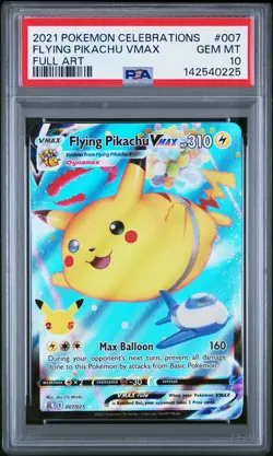 2021 POKEMON CELEBRATIONS #007 FULL ART/FLYING PIKACHU VMAX PSA 10 - Image 1