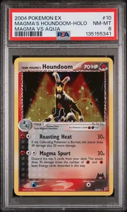 2004 POKEMON EX TEAM MAGMA VS TEAM AQUA #10 TEAM MAGMA'S HOUNDOOM-HOLO PSA 8 - Image 1