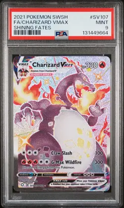 2021 POKEMON SWORD & SHIELD SHINING FATES #SV107 FULL ART/CHARIZARD VMAX PSA 9 - Image 1