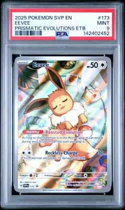 2025 POKEMON PRISMATIC EVOLUTIONS ELITE TRAINER BOX #173 EEVEE PSA 9 - Image 1