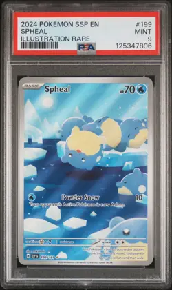 2024 POKEMON SSP EN-SURGING SPARKS ILLUSTRATION RARE #199 SPHEAL PSA 9 - Image 1