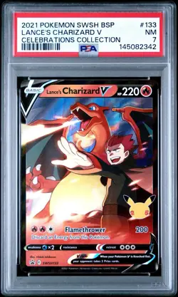 Lance's Charizard V Celebrations Collection Pokemon Black Star Promo 133 NM PSA - Image 1