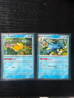 Pokemon TCG Psyduck and Golduck Mega Evolution Promo Card 007 & 008 - Image 1