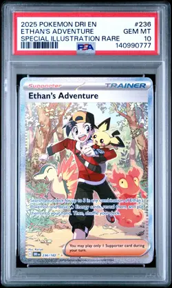 2025 POKEMON DESTINED RIVALS SPECIAL ILLUSTRATION RARE ETHAN'S ADVENTURE PSA 10 - Image 1