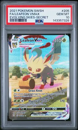 2021 POKEMON SWORD & SHIELD EVOLVING SKIES SECRET FULL ART/LEAFEON VMAX PSA 10 - Image 1