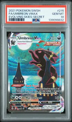 2021 POKEMON SWORD & SHIELD EVOLVING SKIES SECRET FULL ART/UMBREON VMAX PSA 10 - Image 1