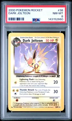 2000 POKEMON ROCKET #38 DARK JOLTEON PSA 8 - Image 1