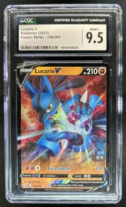 2021 Pokemon SWSH Fusion Strike Lucario V #146/264 CGC 9.5 - Image 1