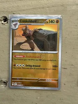 Conkeldurr (Master Ball Reverse Holo Rare) 049/086 SV Black Bolt Pokemon 2025 NM - Image 1