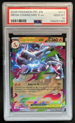 2025 Pokemon Phantasmal Flames Mega Charizard X ex Double Rare #013/094 PSA 10 - Image 1