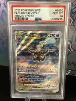 2023 POKEMON SWORD & SHIELD CROWN ZENITH #GG50 FULL ART/DARKRAI VSTAR PSA 10 - Image 1