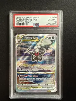 2023 POKEMON SWORD & SHIELD CROWN ZENITH #GG50 FULL ART/DARKRAI VSTAR PSA 10 - Image 2