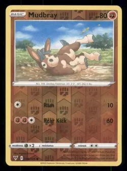 Mudbray SWSH04: Vivid Voltage #096/185 Common Reverse Holo Pokemon LP - Image 1